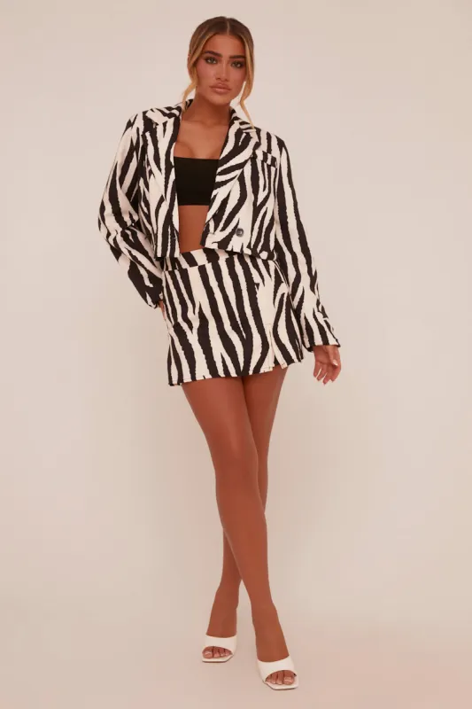 White Zebra Print Skort - Talia sold by Rebellious Fashion
