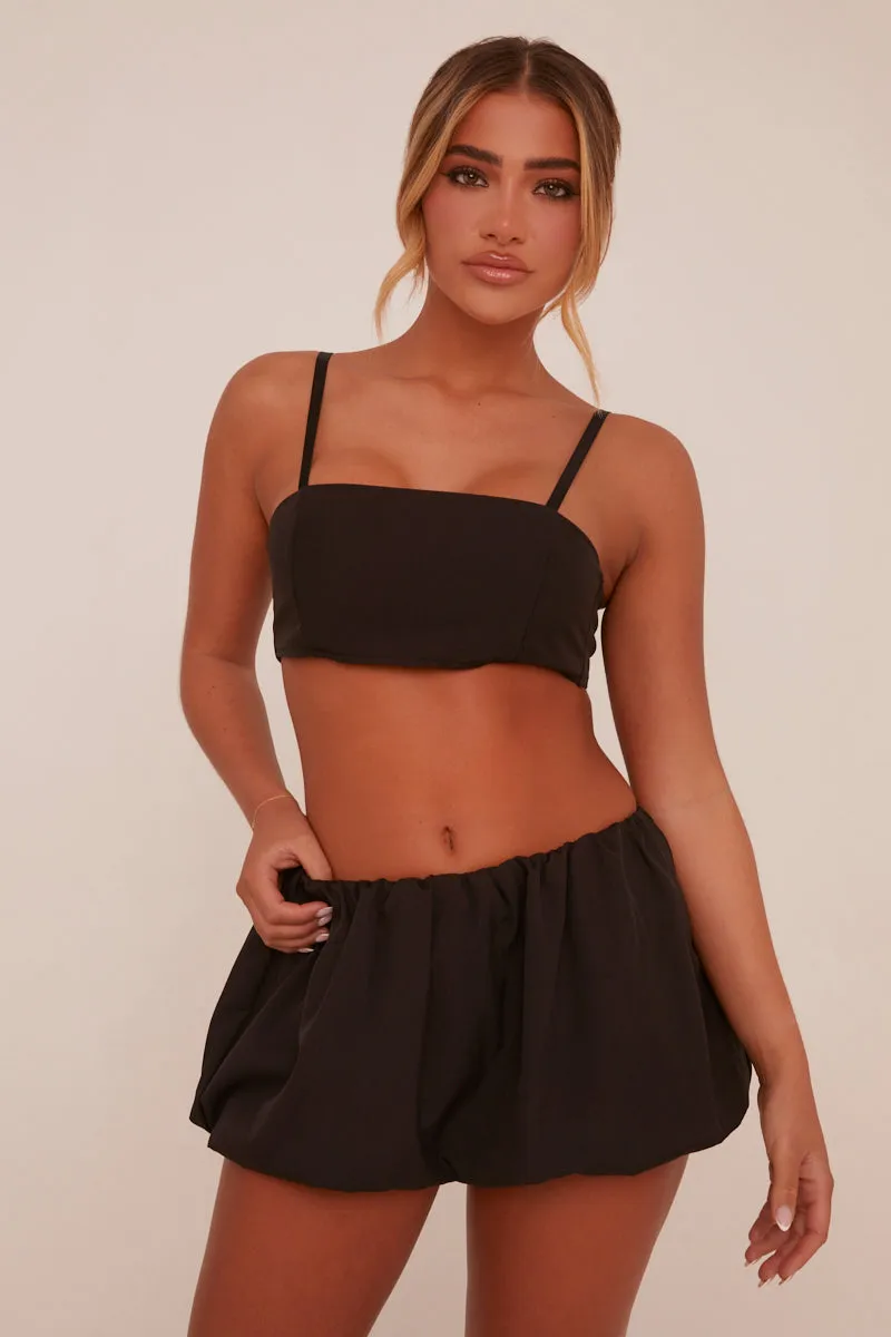 Black Puffball Cropped Top & Mini Skirt Co-ord Set - Minita sold by Rebellious Fashion product image thumbnail 3
