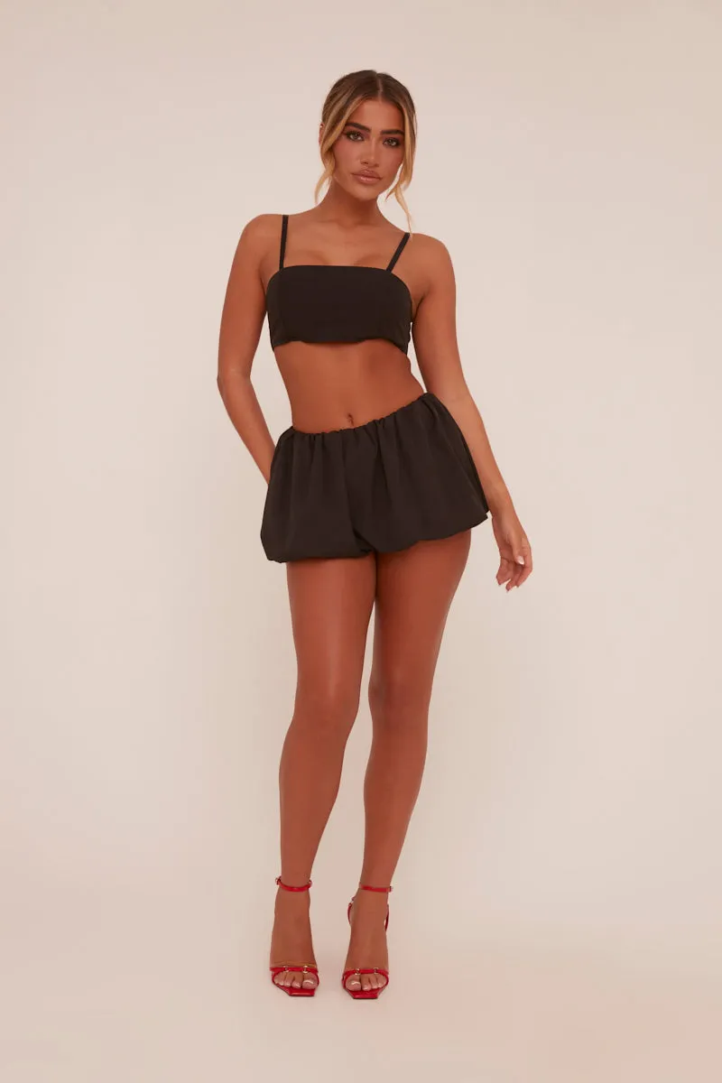 Black Puffball Cropped Top & Mini Skirt Co-ord Set - Minita sold by Rebellious Fashion product image thumbnail 2