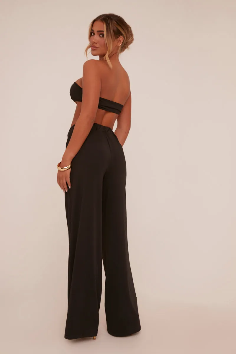 Black Metal Trim Detail Crop Top & Trousers Co-ord Set - Paula sold by Rebellious Fashion product image thumbnail 5