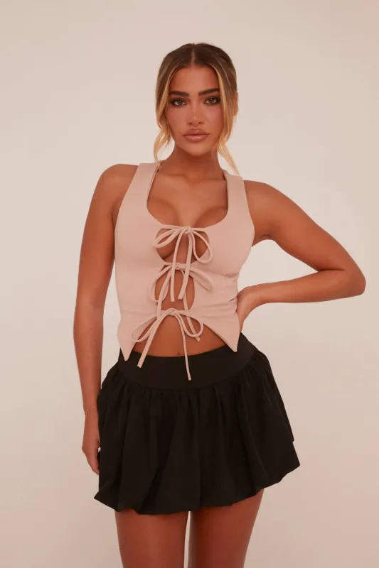 Stone Tie Front Sleeveless Waistcoat - Elsee sold by Rebellious Fashion