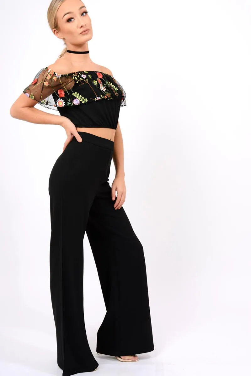 Black High Waist Flare Trousers -Tisha sold by Rebellious Fashion product image thumbnail 5
