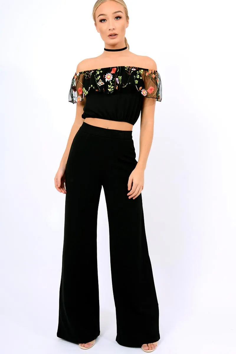 Black High Waist Flare Trousers -Tisha sold by Rebellious Fashion product image thumbnail 3