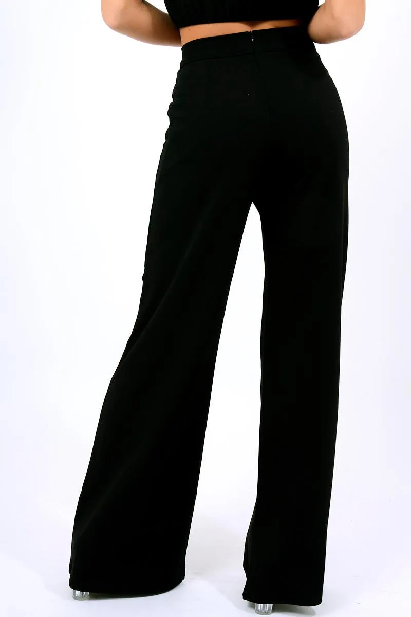 Black High Waist Flare Trousers -Tisha sold by Rebellious Fashion product image thumbnail 4