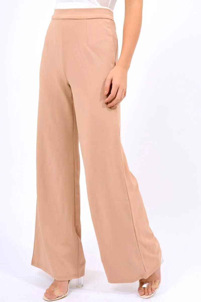 Camel High Waist Flare Trousers -Tisha sold by Rebellious Fashion product image thumbnail 4