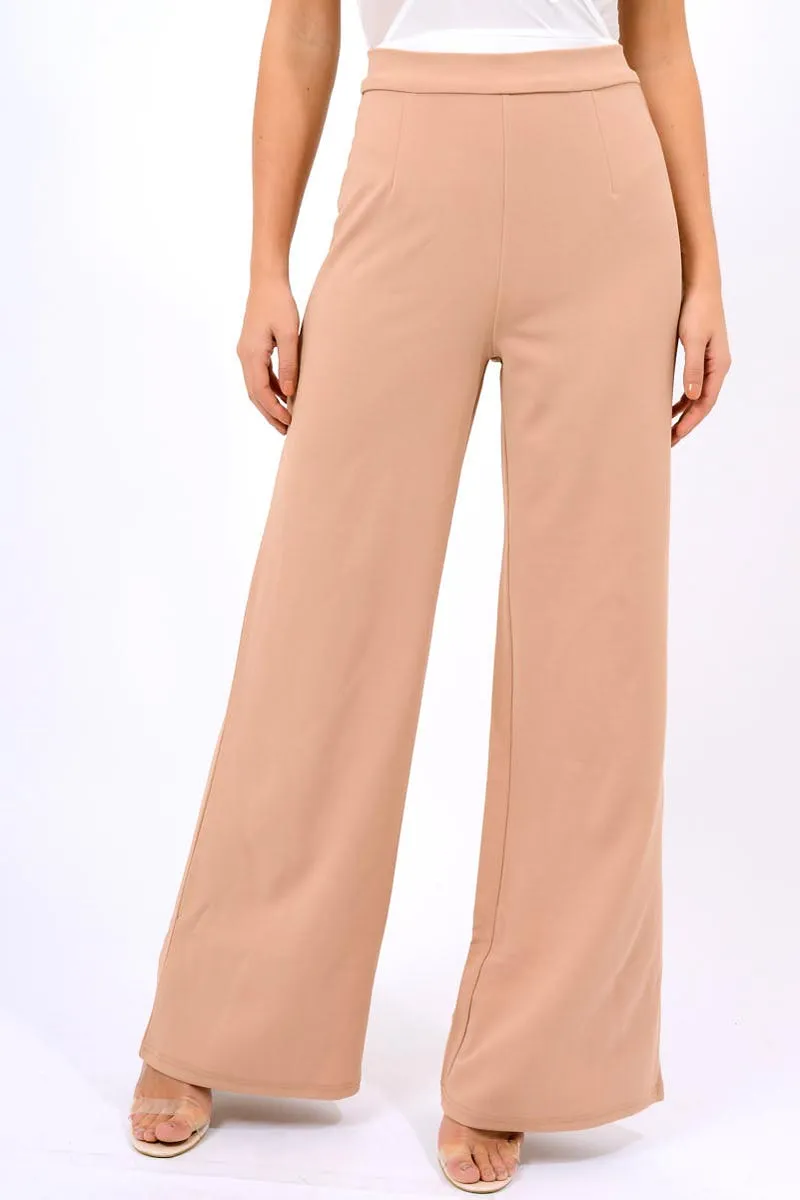 Camel High Waist Flare Trousers -Tisha sold by Rebellious Fashion product image thumbnail 2