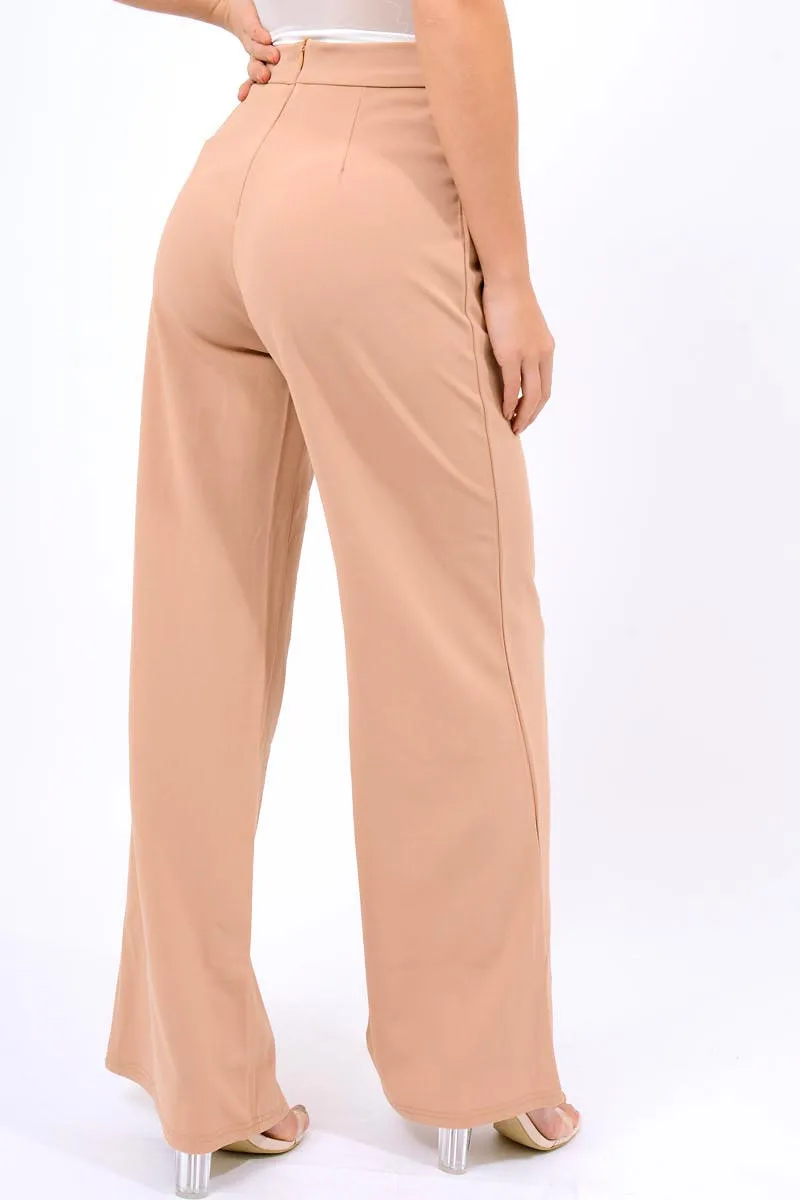 Camel High Waist Flare Trousers -Tisha sold by Rebellious Fashion product image thumbnail 5