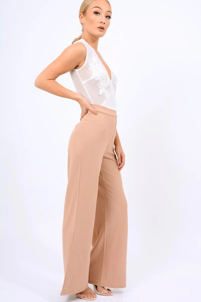 Camel High Waist Flare Trousers -Tisha sold by Rebellious Fashion product image thumbnail 3