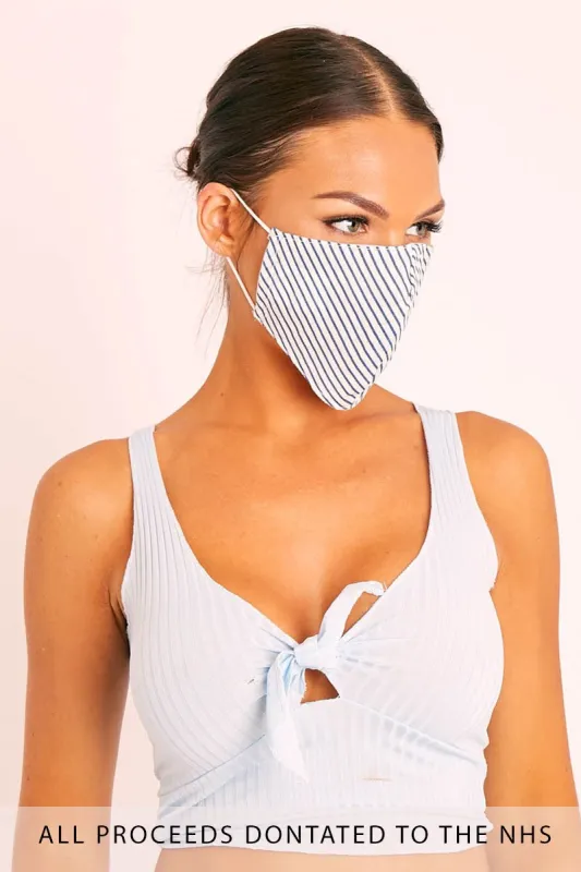 White Striped Face Mask - Gerry sold by Rebellious Fashion