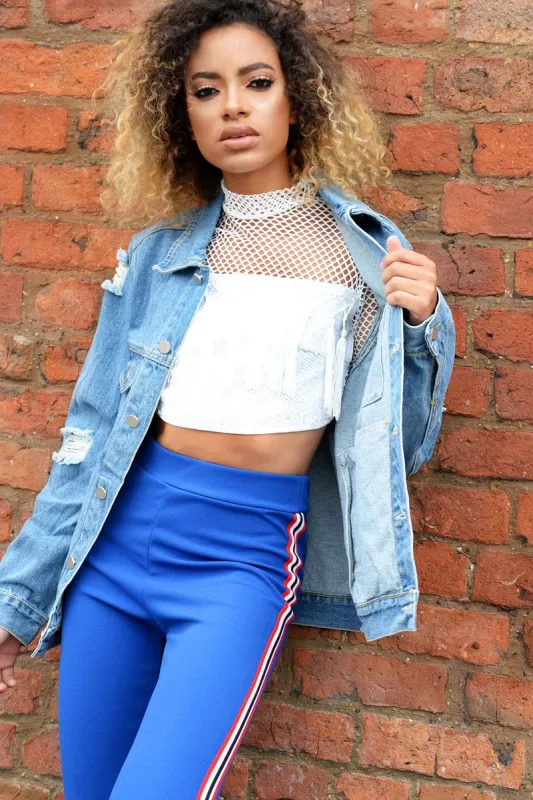 White Mesh Long Sleeve Crop Top With Sequin And Tassel Detailing - Elyssia made by Rebellious Fashion