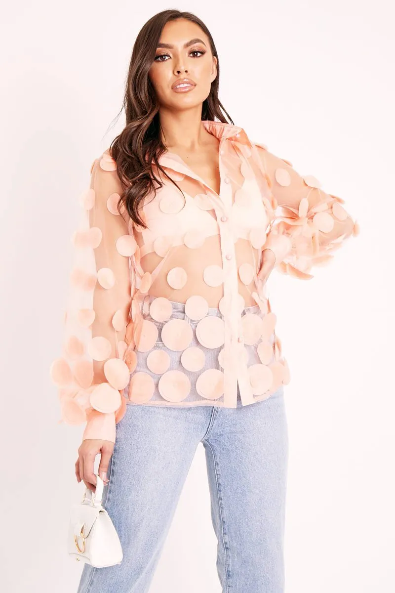 Pink Layered Applique Mesh Shirt - Nikkie sold by Rebellious Fashion product image thumbnail 3