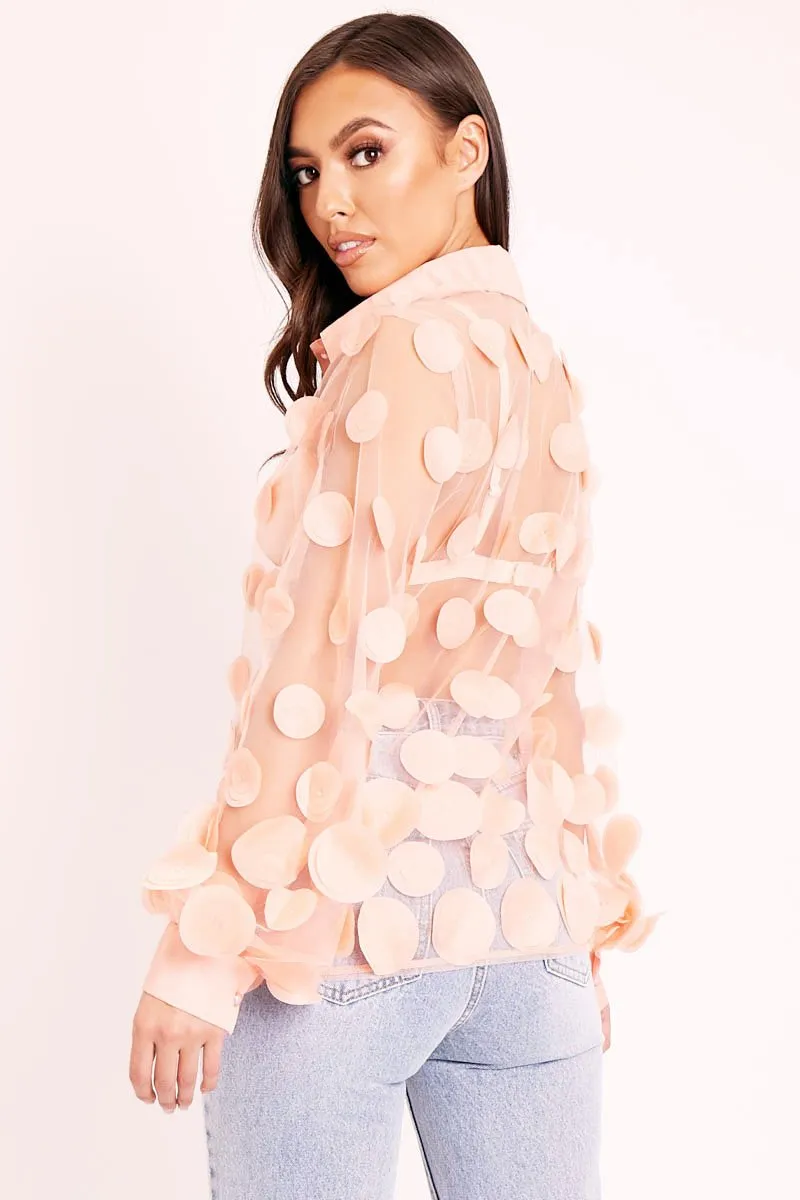 Pink Layered Applique Mesh Shirt - Nikkie sold by Rebellious Fashion product image thumbnail 5