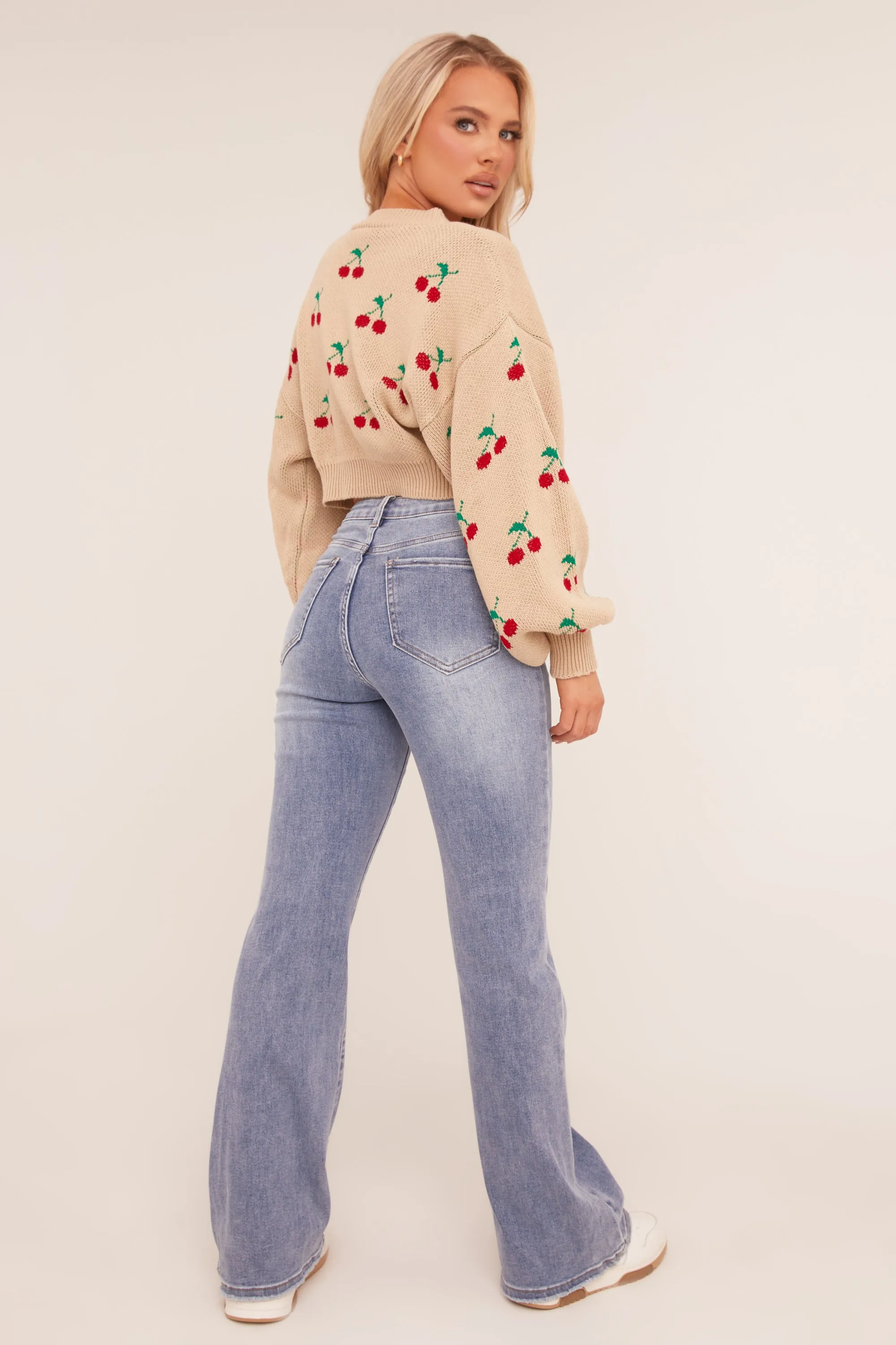 Light Blue Stretch Kick Flare Jeans - Aspen sold by Rebellious Fashion product image thumbnail 5