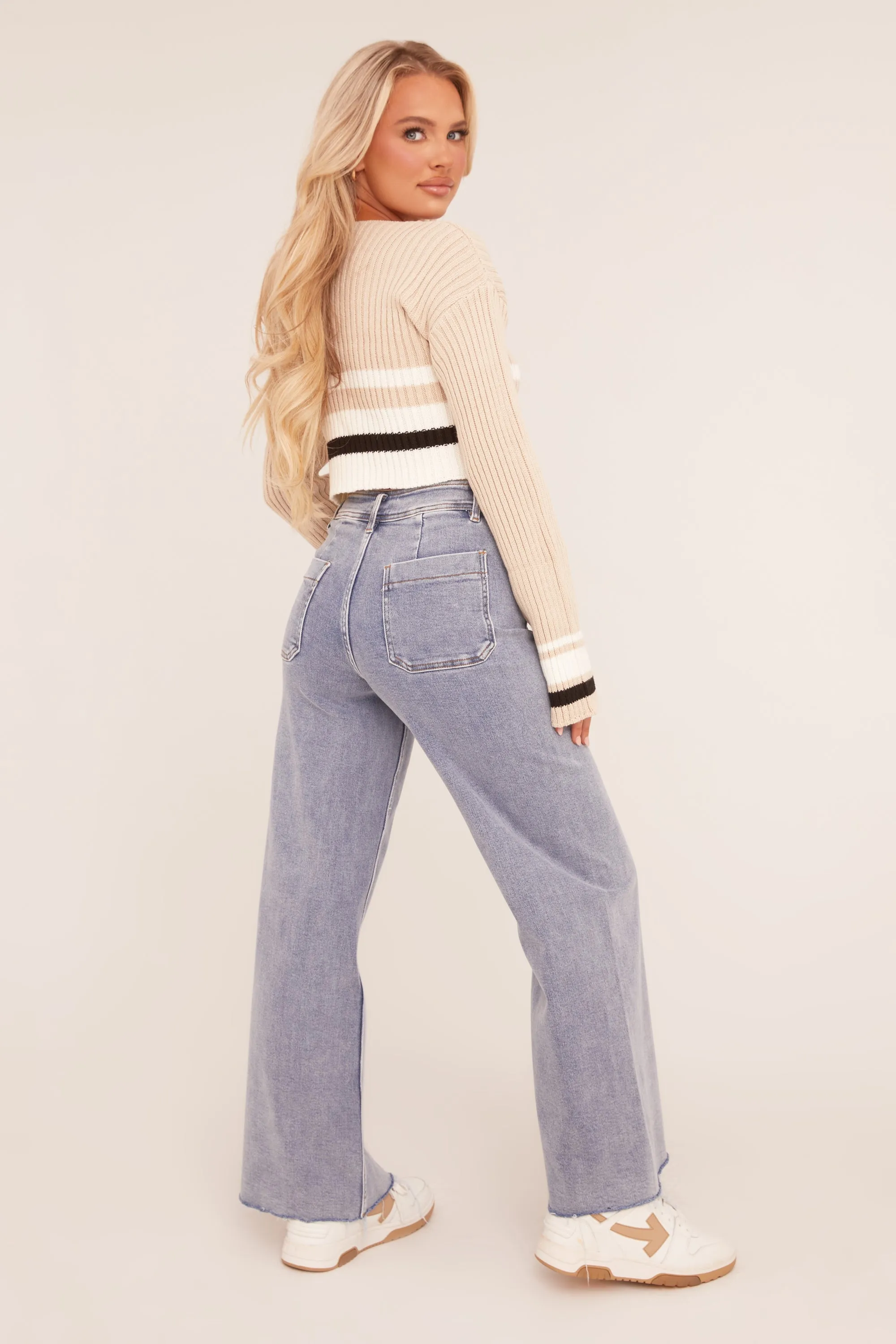 Light Blue Stretch Pocket Detail Straight Leg Jeans - Aubrey sold by Rebellious Fashion product image thumbnail 5