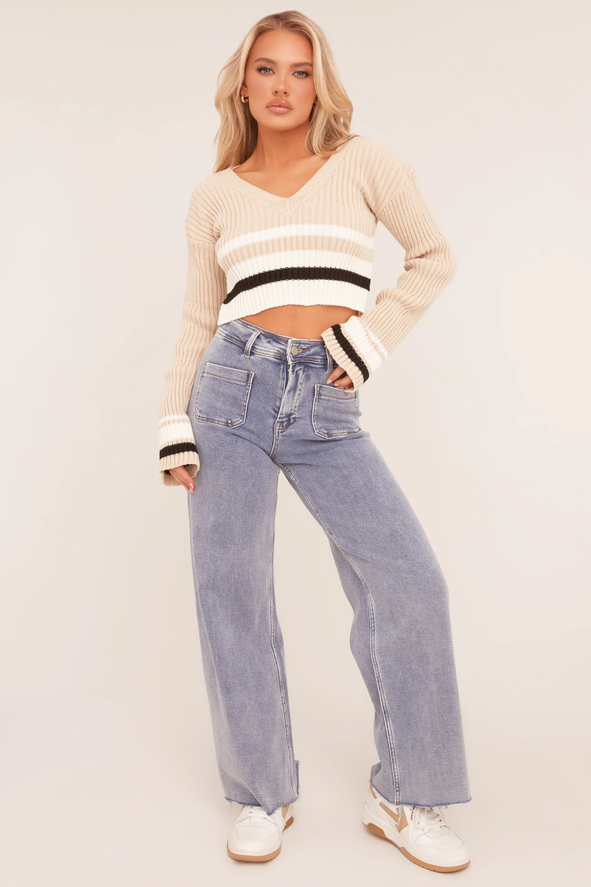 Light Blue Stretch Pocket Detail Straight Leg Jeans - Aubrey sold by Rebellious Fashion product image thumbnail 3