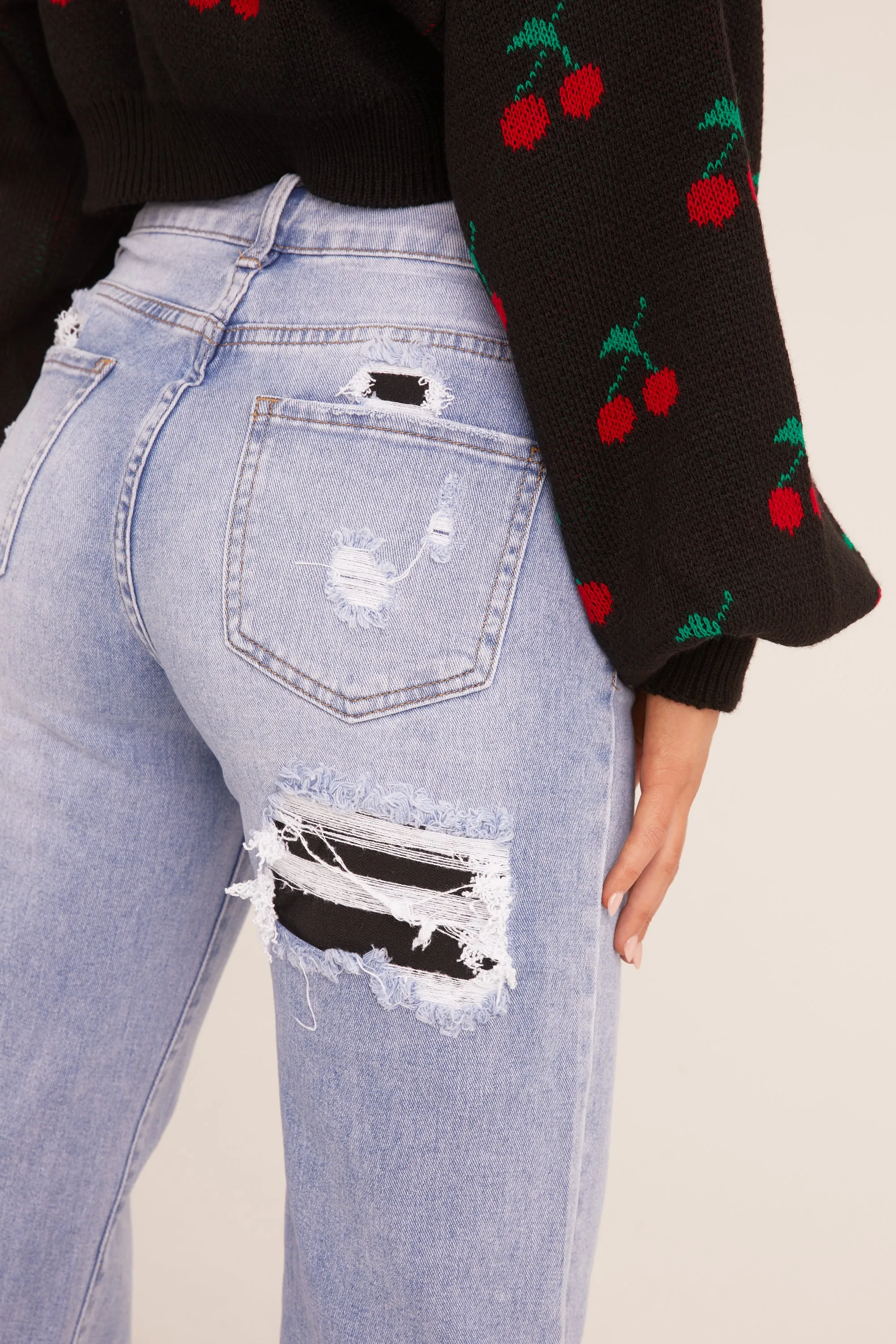 Light Blue Stretch Straight Leg Jeans - Sam sold by Rebellious Fashion product image thumbnail 4