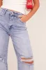 Light Blue Stretch Distressed Wide Leg Jeans - Bluebell sold by Rebellious Fashion