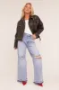 Light Blue Stretch Distressed Wide Leg Jeans - Bluebell sold by Rebellious Fashion