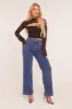 Dark Blue Stretch Pocket Detail Straight Leg Jeans - Harlow sold by Rebellious Fashion