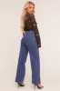 Dark Blue Stretch Pocket Detail Straight Leg Jeans - Harlow sold by Rebellious Fashion
