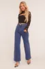 Dark Blue Stretch Pocket Detail Straight Leg Jeans - Harlow sold by Rebellious Fashion