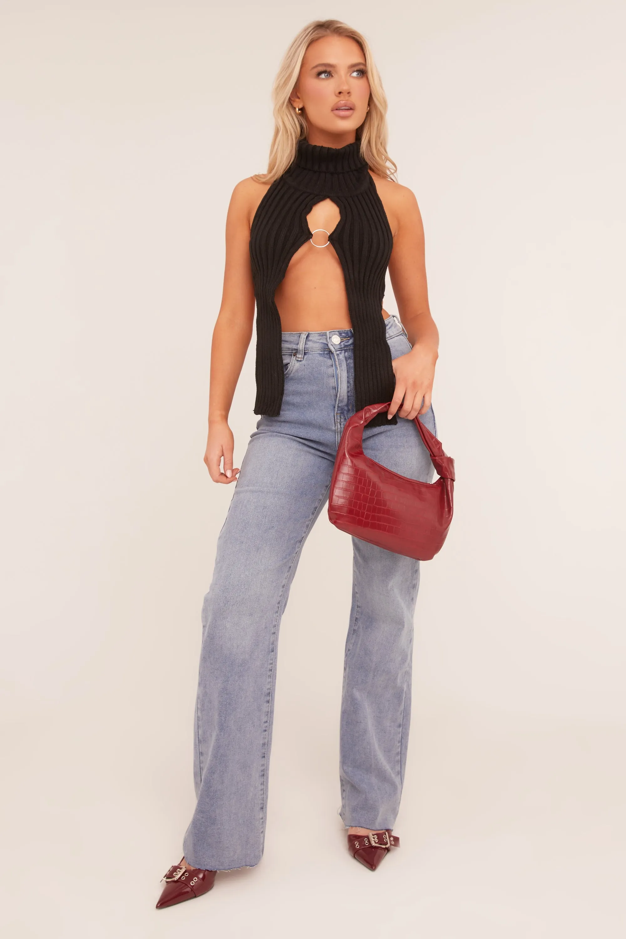 Light Blue Stretch Straight Leg Frayed Hem Jeans - Piper sold by Rebellious Fashion product image thumbnail 2