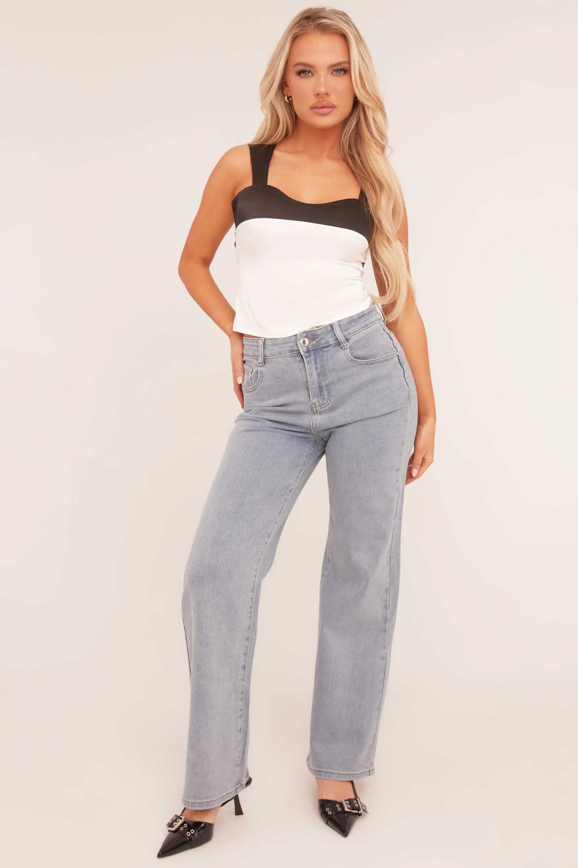 Light Blue Stretch Straight Leg Jeans - Hayle sold by Rebellious Fashion