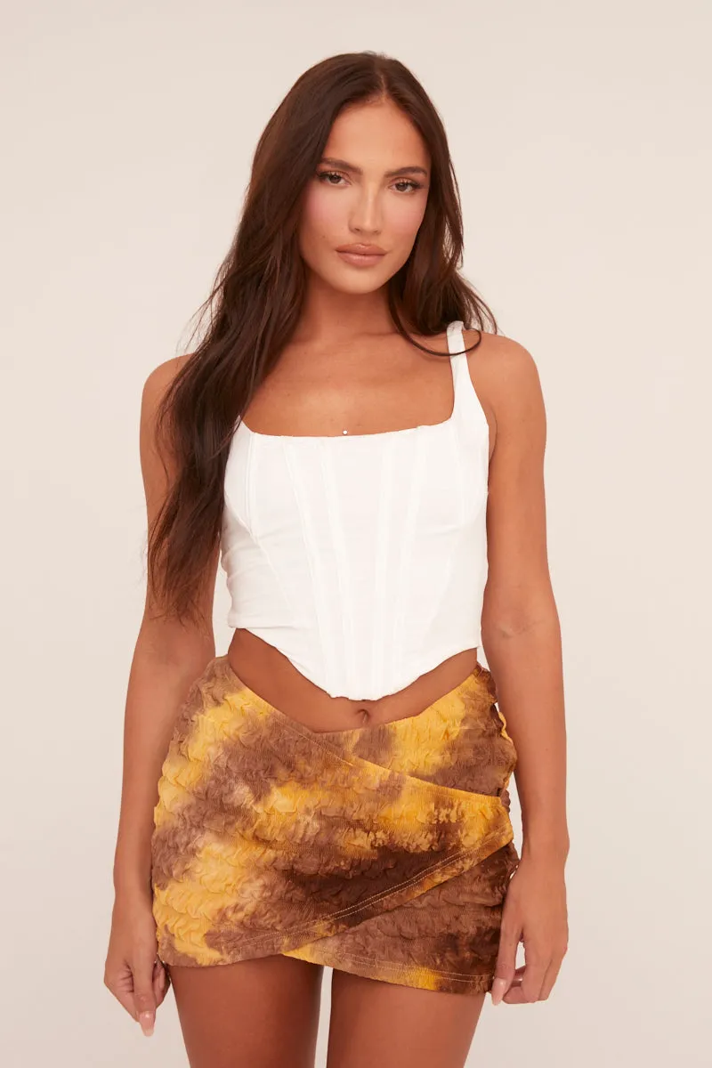 Multi Abstract Print Warp Front Mini Skirt - Kyra sold by Rebellious Fashion