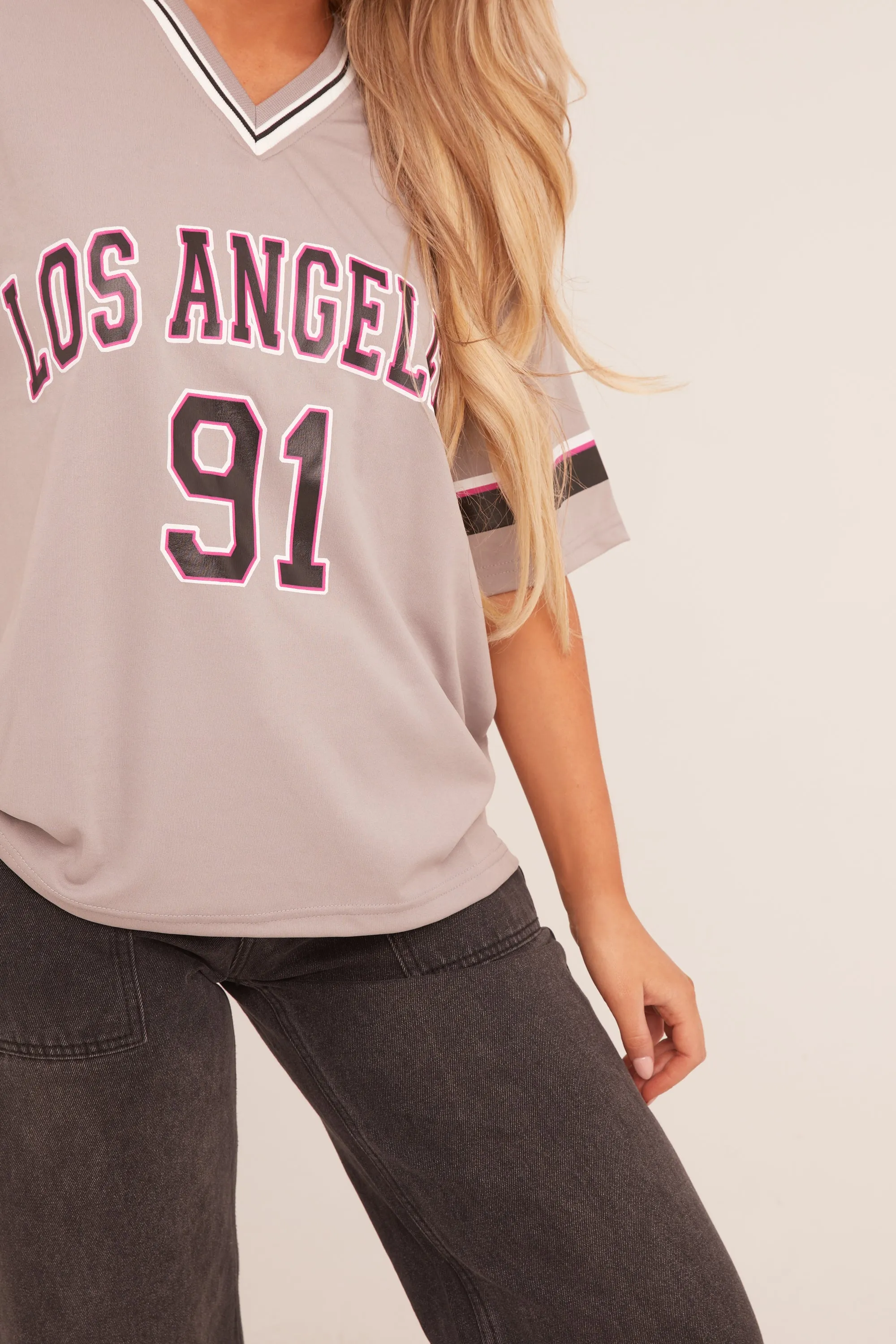 Grey Oversized Varsity Football T-shirt - Austin sold by Rebellious Fashion product image thumbnail 4