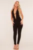 Black Plunge Halter Neck Jumpsuit - Liliana sold by Rebellious Fashion