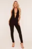 Black Plunge Halter Neck Jumpsuit - Liliana sold by Rebellious Fashion