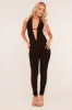Black Plunge Halter Neck Jumpsuit - Liliana sold by Rebellious Fashion