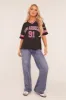 Black Oversized Varsity Football T-shirt - Austin sold by Rebellious Fashion