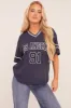 Navy Oversized Varsity Football T-shirt - Austin sold by Rebellious Fashion