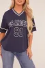Navy Oversized Varsity Football T-shirt - Austin sold by Rebellious Fashion