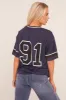 Navy Oversized Varsity Football T-shirt - Austin sold by Rebellious Fashion