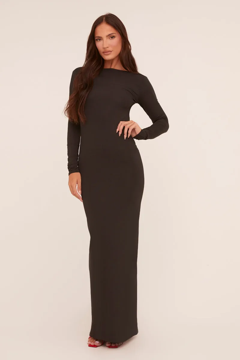 Black Ruched Backless Maxi Dress - Rowan sold by Rebellious Fashion product image thumbnail 2