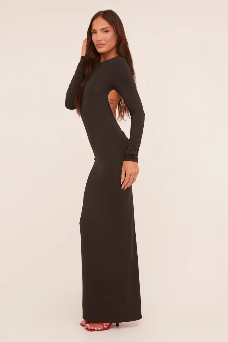 Black Ruched Backless Maxi Dress - Rowan sold by Rebellious Fashion product image thumbnail 3