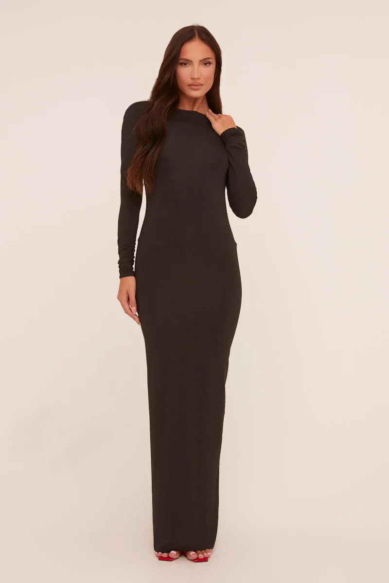 Black Ruched Backless Maxi Dress - Rowan sold by Rebellious Fashion product image thumbnail 5