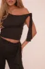 Black Knot Detail Tie Side Top & Capri Pants Co-ord Set - Amity sold by Rebellious Fashion