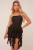 Black Bandeau Frill Hem Mini Dress - Jessie sold by Rebellious Fashion