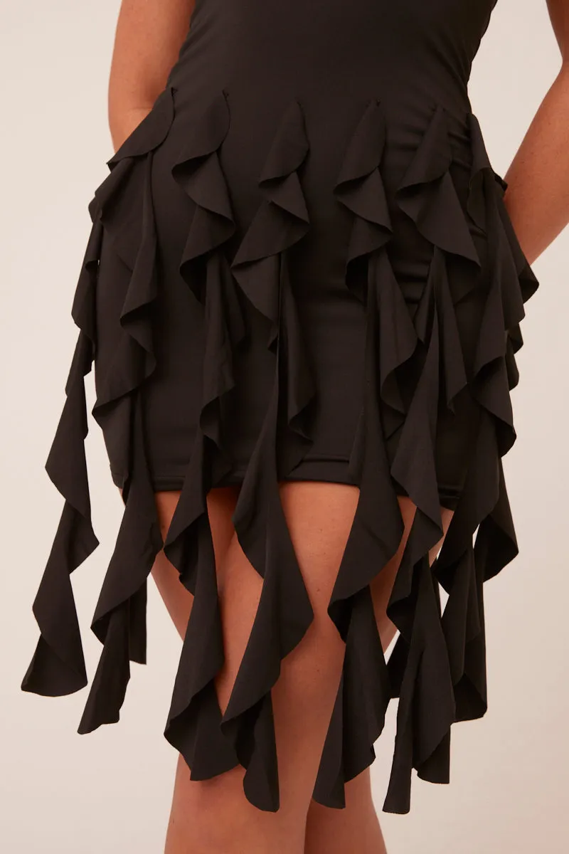 Black Bandeau Frill Hem Mini Dress - Jessie sold by Rebellious Fashion product image thumbnail 4