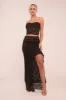 Black Lace Bandeau Crop Top & Frill Detail Skirt Co-ord Set - Thelma sold by Rebellious Fashion