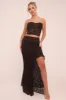 Black Lace Bandeau Crop Top & Frill Detail Skirt Co-ord Set - Thelma sold by Rebellious Fashion