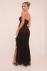 Black Lace Bandeau Crop Top & Frill Detail Skirt Co-ord Set - Thelma sold by Rebellious Fashion