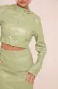 Sage Faux Leather Zip Detail Top & Mini Skirt Co-ord Set - Dora sold by Rebellious Fashion