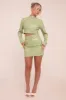 Sage Faux Leather Zip Detail Top & Mini Skirt Co-ord Set - Dora sold by Rebellious Fashion