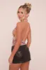 Brown Leopard Print Plunge Neck Crop Top - Bess sold by Rebellious Fashion