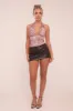 Brown Leopard Print Plunge Neck Crop Top - Bess sold by Rebellious Fashion