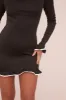 Black Contrast Edge Frill Hem Mini Dress - Agatha sold by Rebellious Fashion